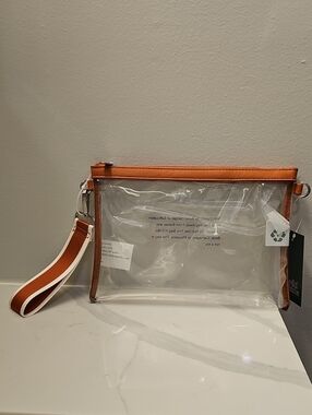 wild fable Game Day Clear Wristlet - Dark Orange Trim. NWT. Bundle Of Two.